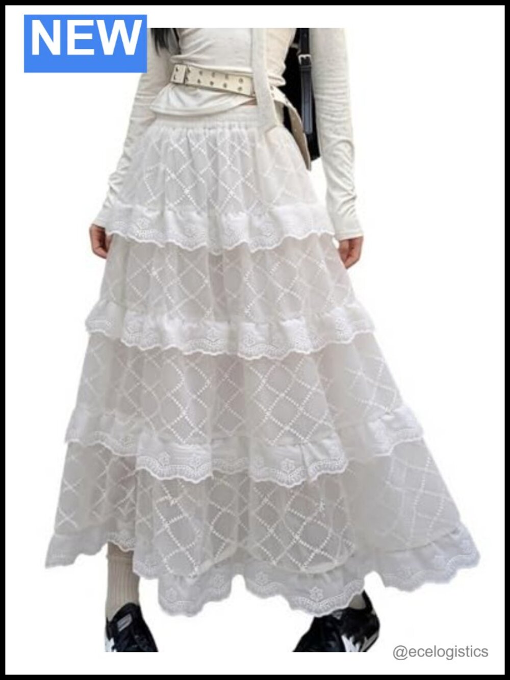 Women Floral Tiered Maxi Skirt Elastic Waist A-Line Ruffle Summer